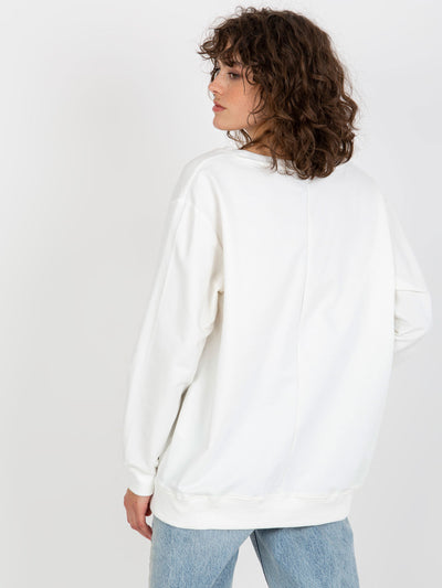 Ecru gładka bluza bez kaptura oversize