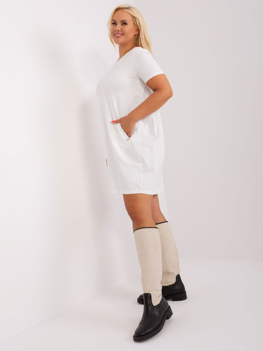 Ecru codzienna sukienka plus size z bawełny
