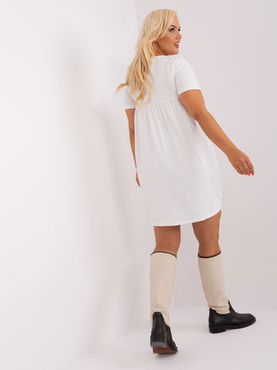 Ecru codzienna sukienka plus size z bawełny