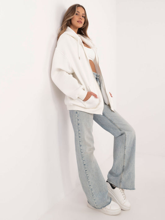 Ecru dresowa bluza basic z suwakiem