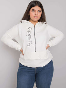 Ecru bluza plus size z kapturem