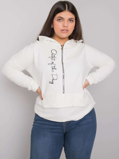 Ecru bluza plus size z kapturem