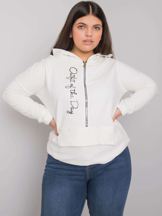 Ecru bluza plus size z kapturem