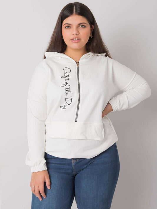 Ecru bluza plus size z kapturem