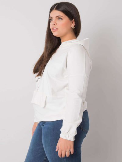 Ecru bluza plus size z kapturem