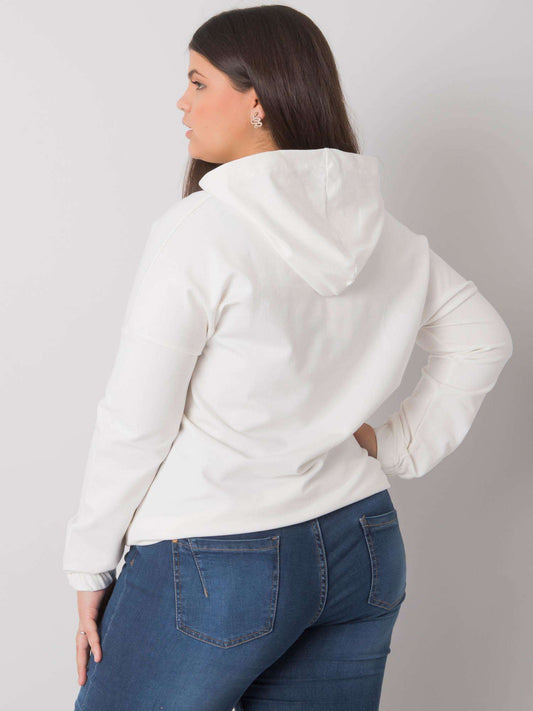 Ecru bluza plus size z kapturem