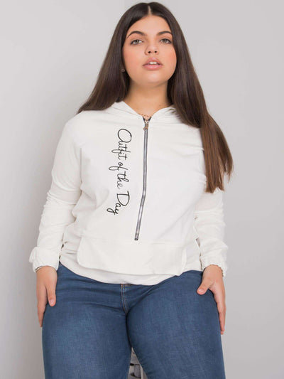 Ecru bluza plus size z kapturem
