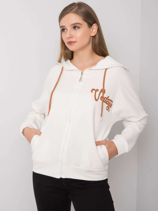 Ecru bluza rozpinana z kapturem