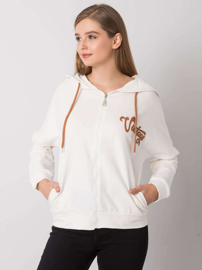 Ecru bluza rozpinana z kapturem