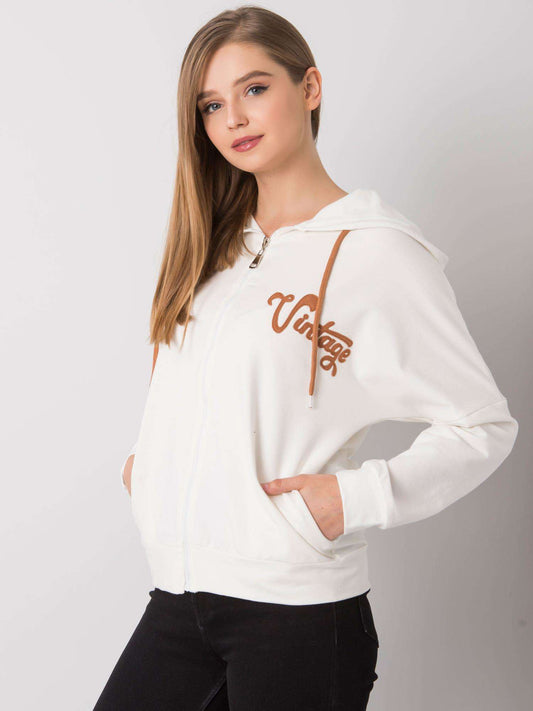 Ecru bluza rozpinana z kapturem