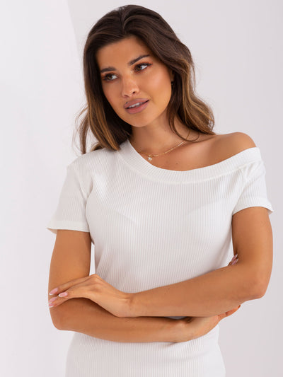 Ecru bodycon sukienka basic w prążek