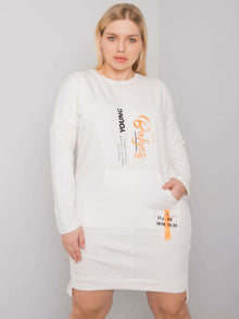 Ecru sukienka damska plus size z kieszenią