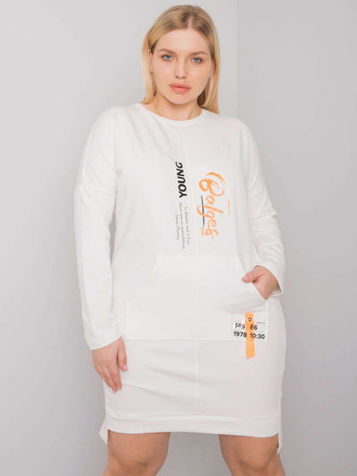 Ecru sukienka damska plus size z kieszenią