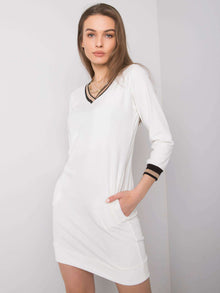 RUE PARIS Ecru sukienka z weluru