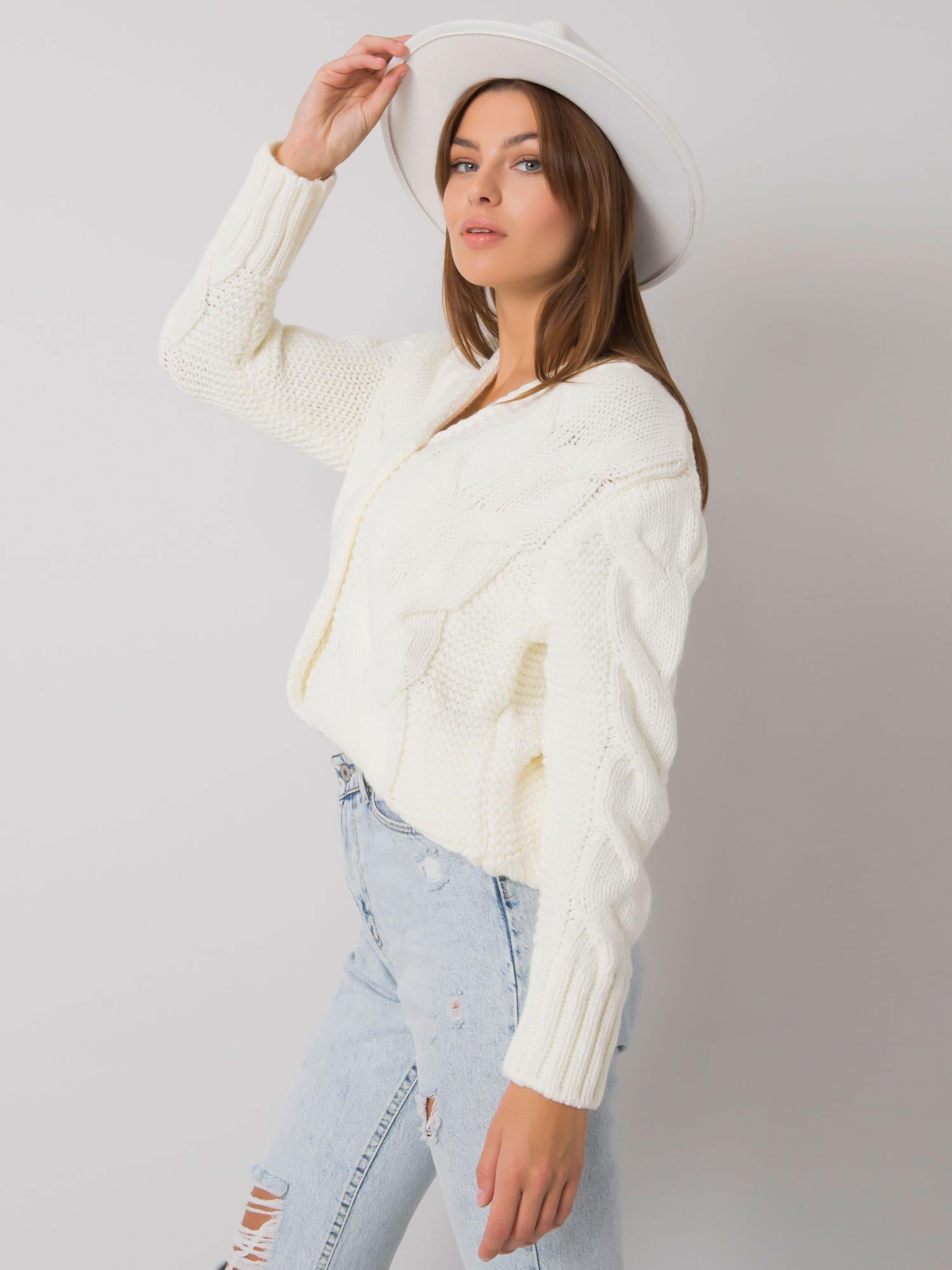 RUE PARIS Ecru sweter rozpinany