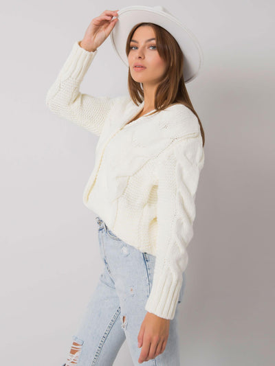 RUE PARIS Ecru sweter rozpinany