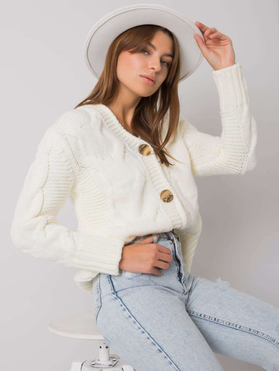 RUE PARIS Ecru sweter rozpinany