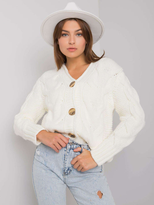 RUE PARIS Ecru sweter rozpinany