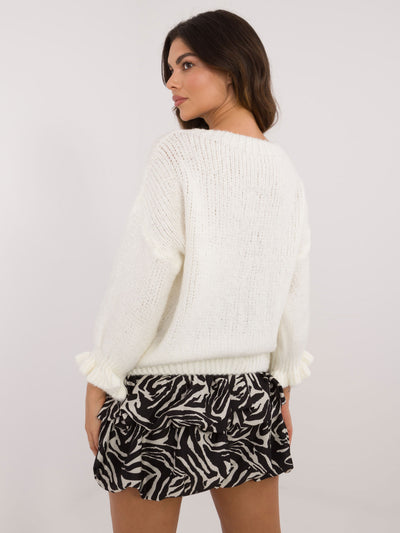 Ecru sweter oversize z domieszką wełny