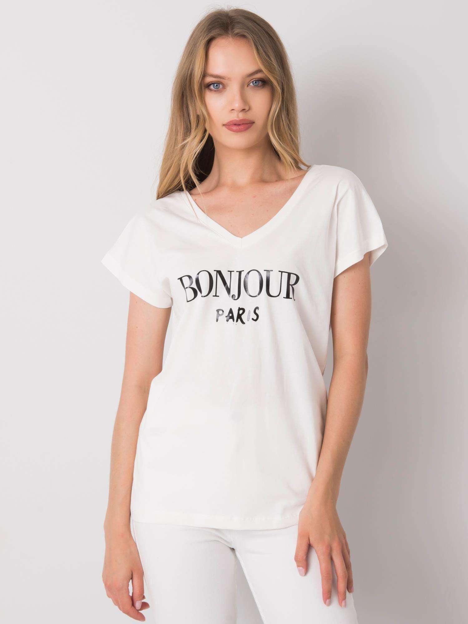 Ecru t-shirt z nadrukiem