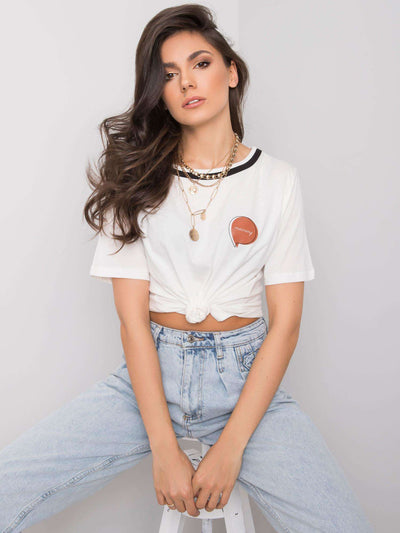 RUE PARIS Ecru t-shirt damski