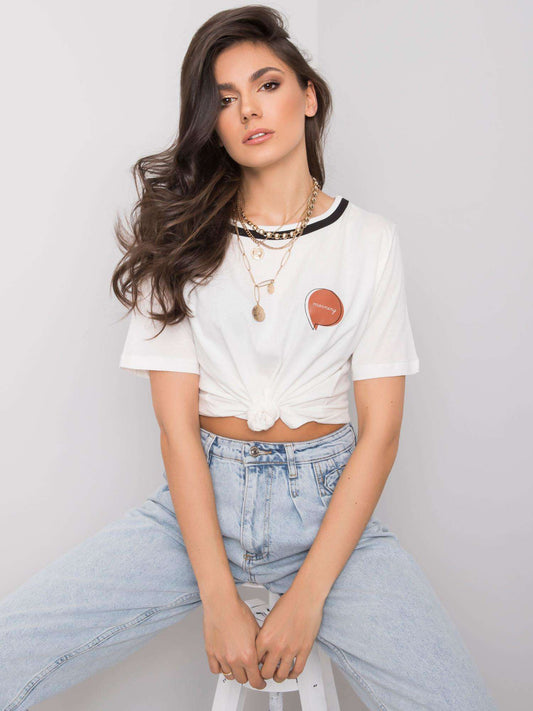 RUE PARIS Ecru t-shirt damski