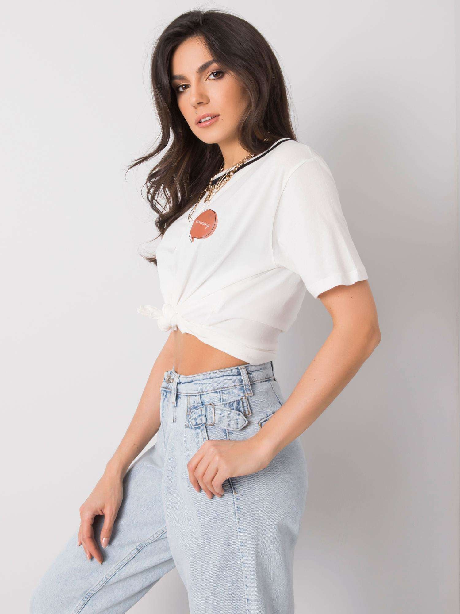 RUE PARIS Ecru t-shirt damski