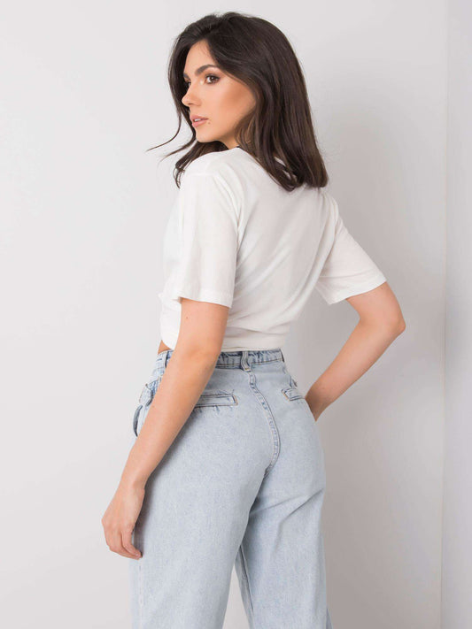 RUE PARIS Ecru t-shirt damski