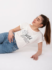 MAYFLIES Ecru t-shirt z nadrukiem