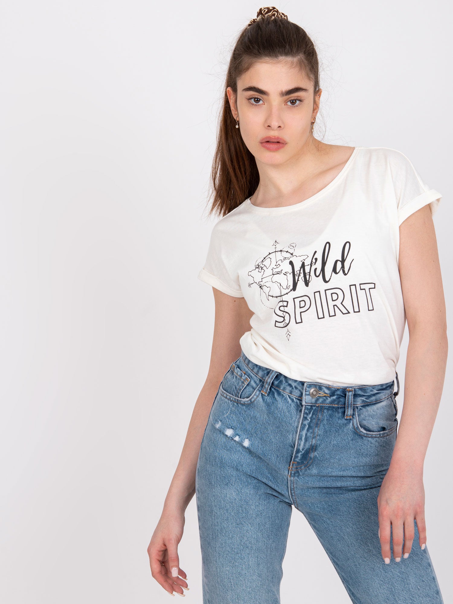 MAYFLIES Ecru t-shirt z nadrukiem