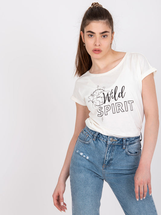 MAYFLIES Ecru t-shirt z nadrukiem