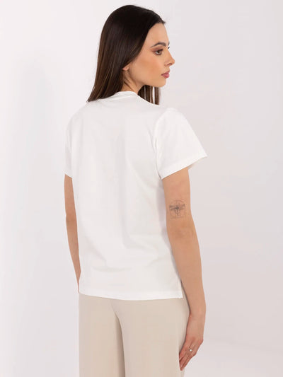 Ecru t-shirt z nadrukiem motyla