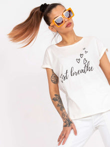 MAYFLIES Ecru t-shirt damski z nadrukiem
