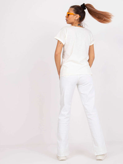 MAYFLIES Ecru t-shirt damski z nadrukiem