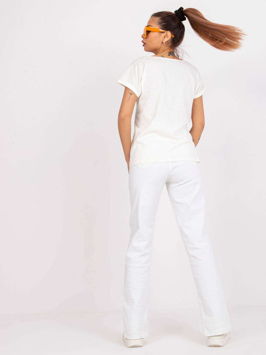 MAYFLIES Ecru t-shirt damski z nadrukiem
