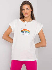 Ecru bawełniany t-shirt damski