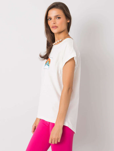 Ecru bawełniany t-shirt damski