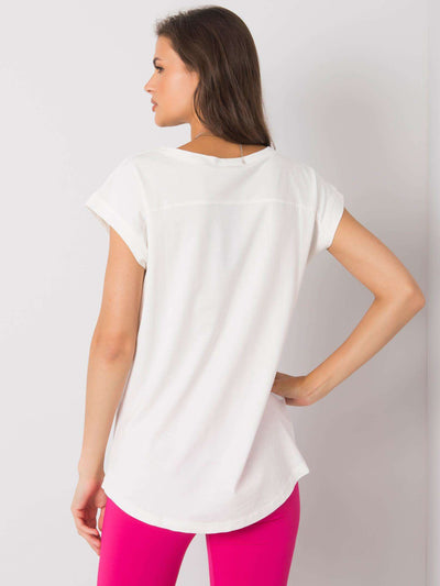 Ecru bawełniany t-shirt damski