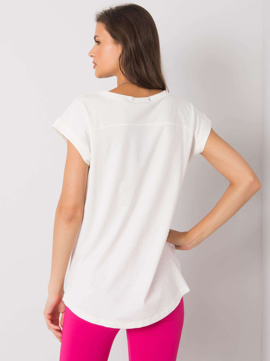 Ecru bawełniany t-shirt damski