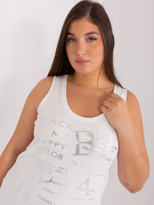 Ecru top plus size z okrągłym dekoltem