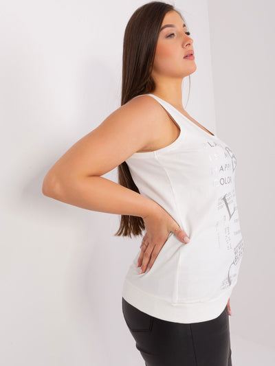 Ecru top plus size z okrągłym dekoltem