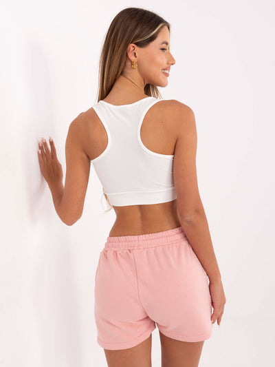 RUE PARIS Ecru prążkowany crop top