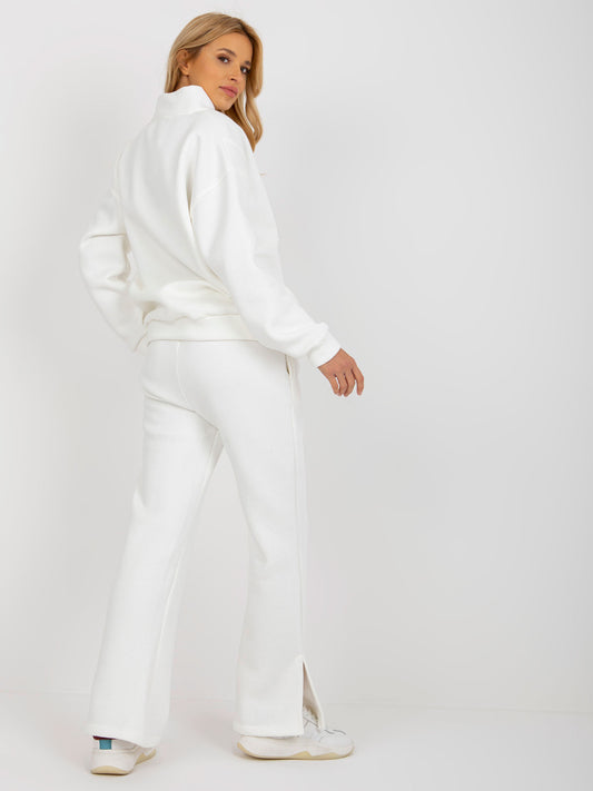 Ecru trzyczęściowy komplet dresowy z bluzą z topem