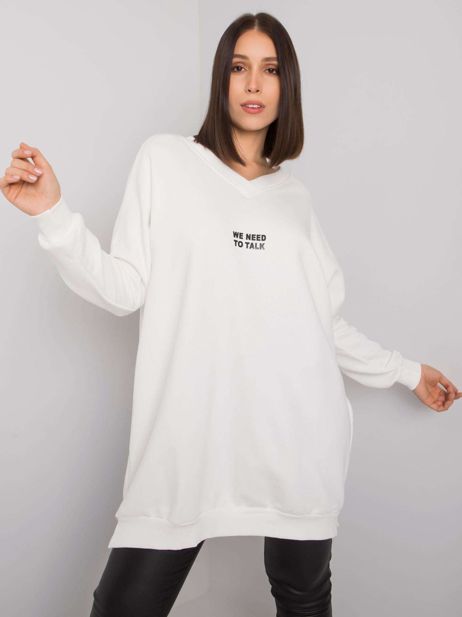 Ecru tunika plus size z bawełny
