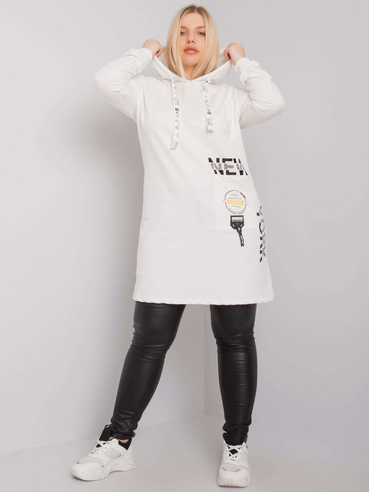 Ecru bawełniana tunika plus size