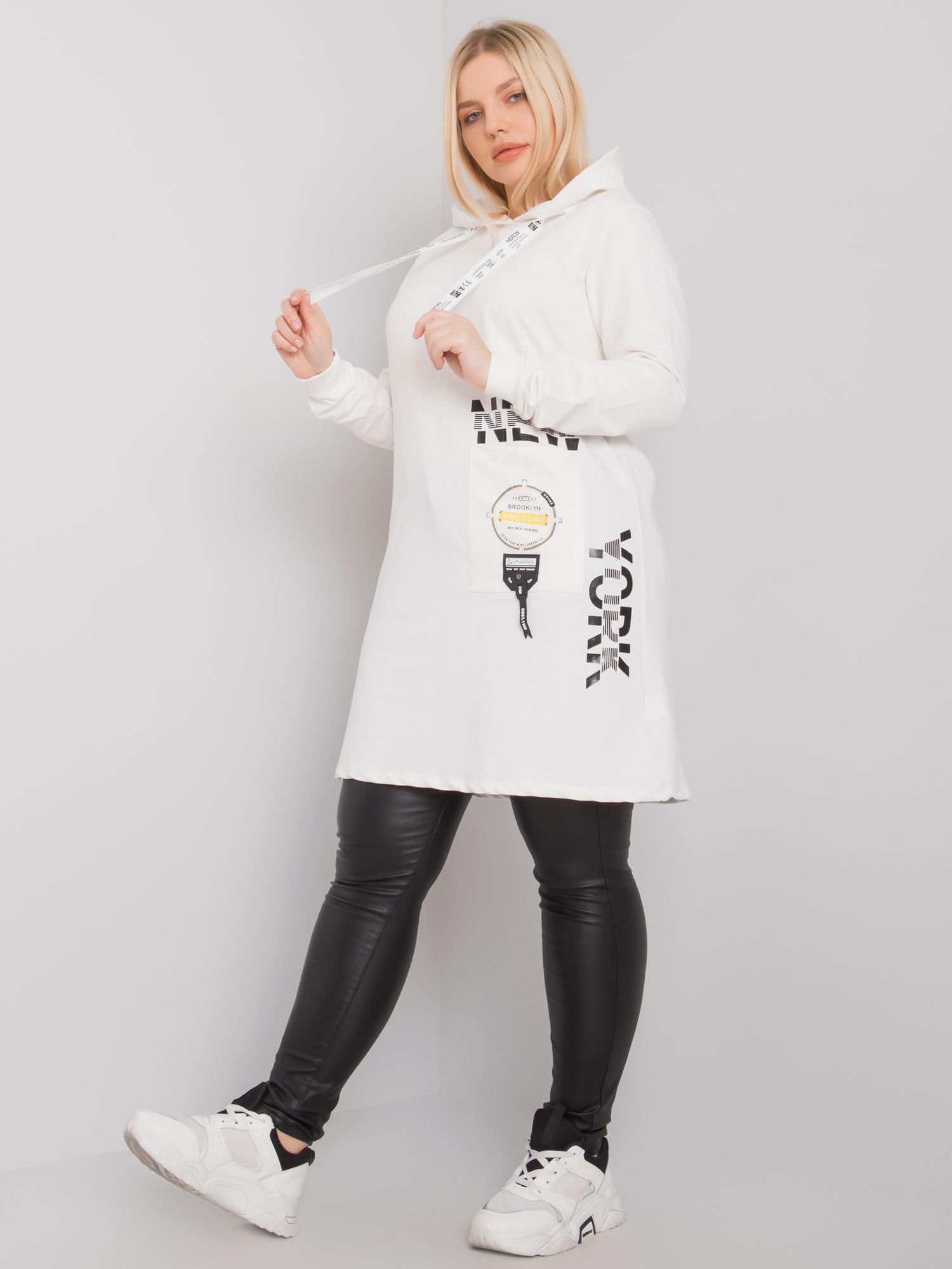 Ecru bawełniana tunika plus size