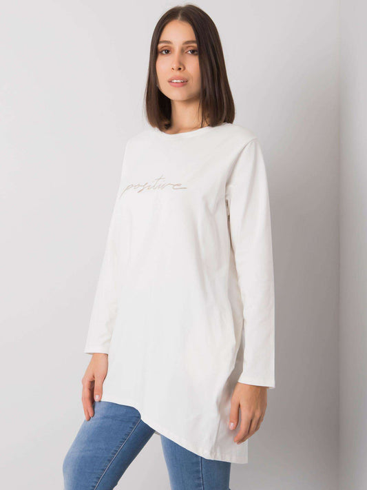 Ecru tunika bawełniana plus size z kieszeniami