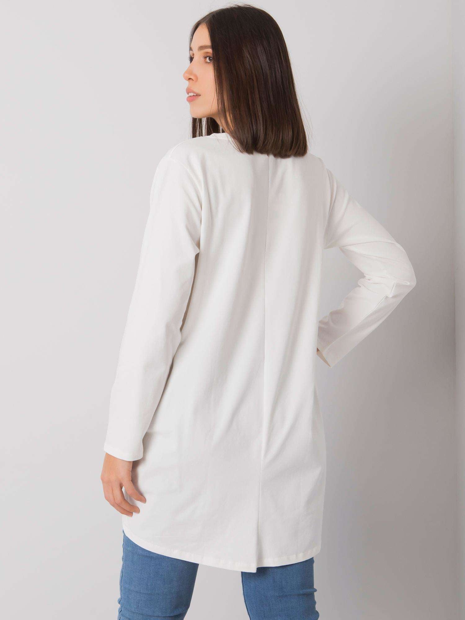 Ecru tunika bawełniana plus size z kieszeniami