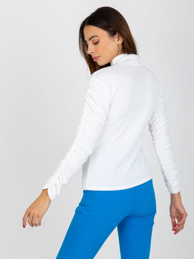Ecru welurowa bluzka one size ze stójką RUE PARIS