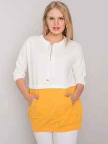 Ecru-żółta tunika damska plus size